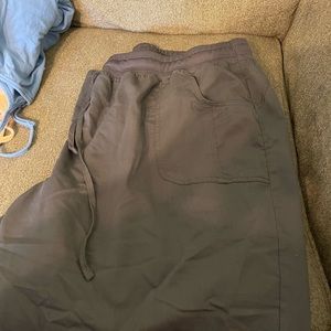 Stone gray cargo stretch scrub pants.